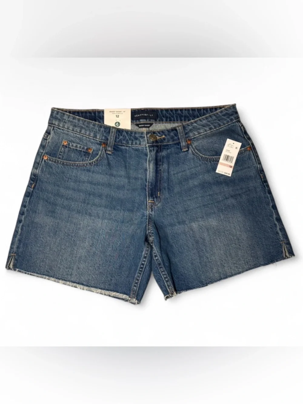 NWT Aeropostale blue denim baggy 6 inch shorts Size 12🐚
